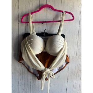 GabiFresh x Swimsuits For All Bikini Set Cream Rust Orange 16D/DD Top 18 Bottom